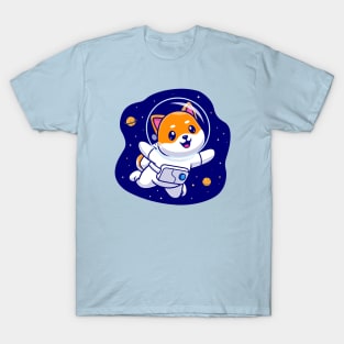 Cute Shiba Inu Astronaut Cartoon T-Shirt